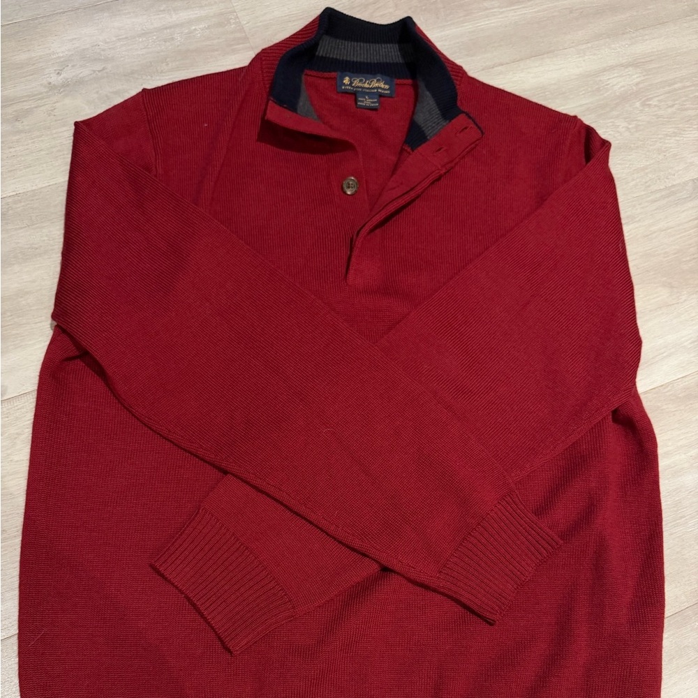Brooks Brothers 100% Merino Wool V-Neck Red Sweater